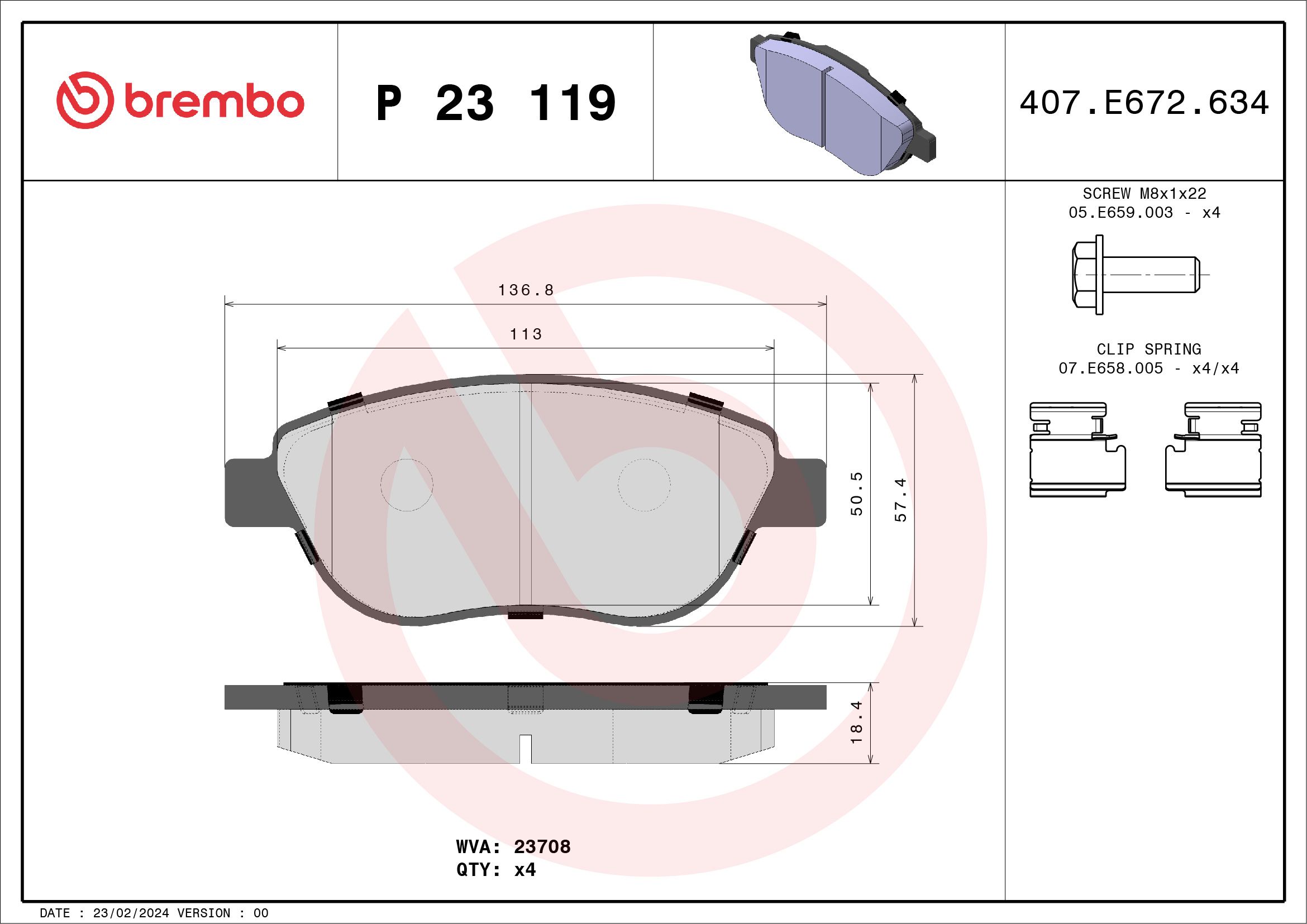 Brake Pad Set, disc brake P 23 119