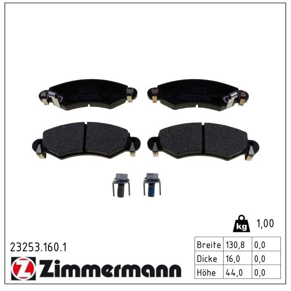 Zimmermann 23253.160.1 Bremsbelagsatz, Scheibenbremse