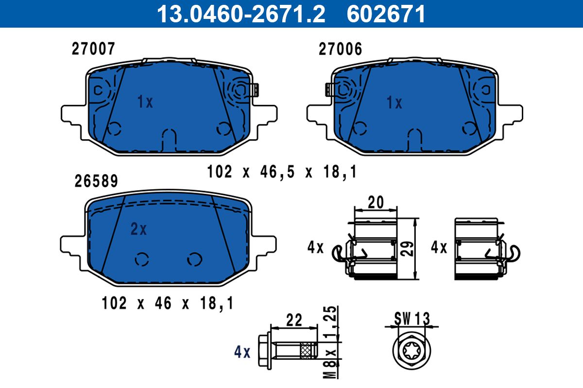 Ate 13.0460-2671.2 Bremsbelagsatz, Scheibenbremse