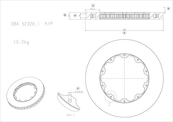 5000 Rotor T3 Slot - With Replacement NAS Nuts -KP [ Nissan GT-R 09-11 - F] - TecDoc Only