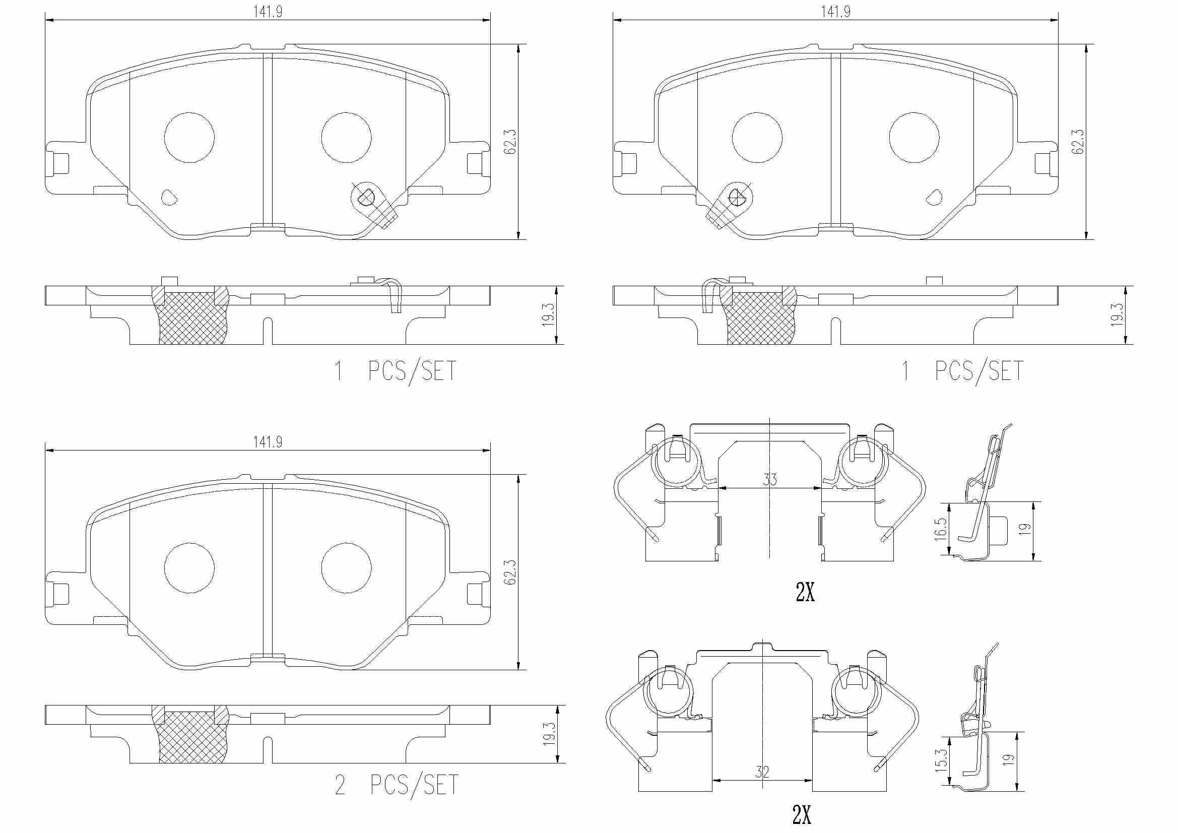 BREMBO DISC PAD -  HOLDEN COMMODORE ZB 17-20 (FRT) *300mm - TecDoc 1