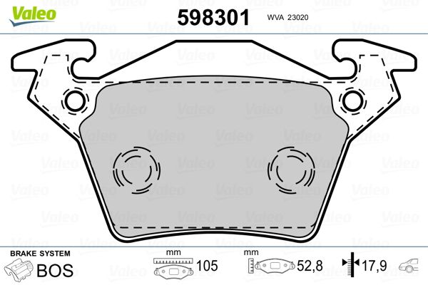 Комплект тормозных колодок, дисковый тормоз 598301