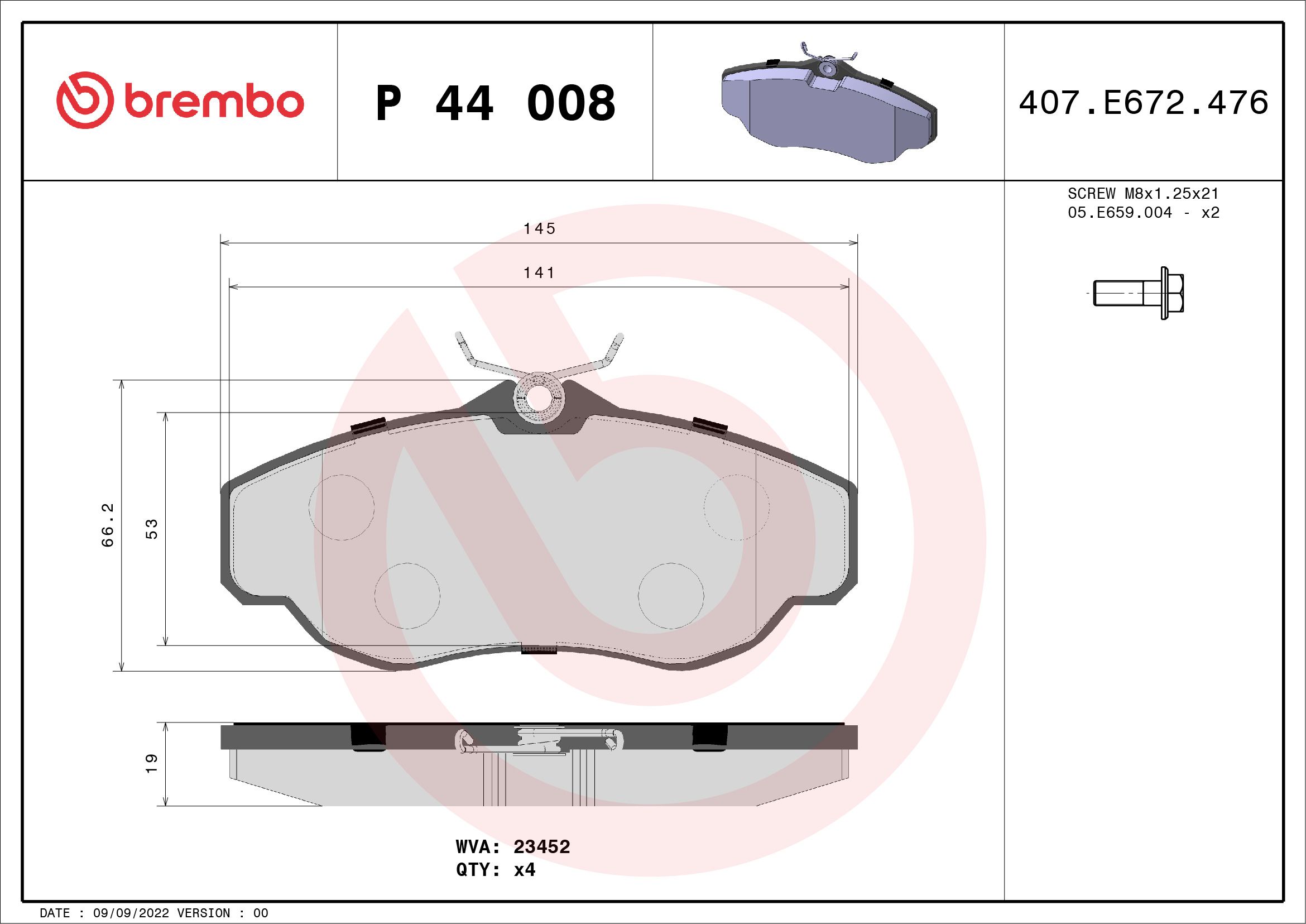 Brake Pad Set, disc brake P 44 008