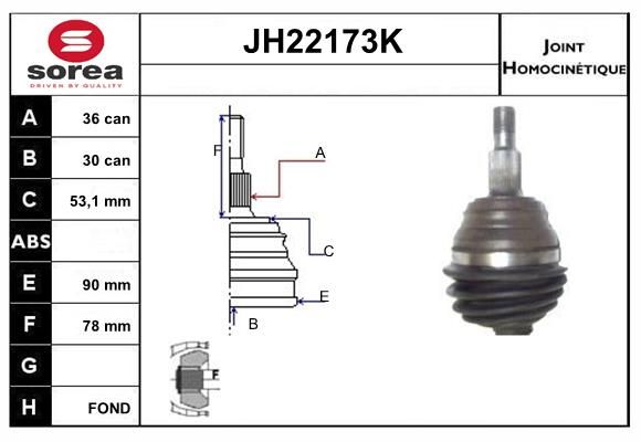 KIT CV JOINT AVEC KR053 - GOLF 3