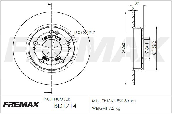 BD-1714 FREMAX féktárcsa