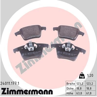 Brake Pad Set, disc brake 24011.177.1