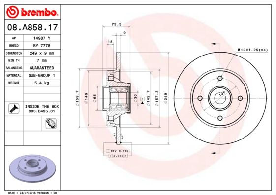 DISQUE FR.+ROULEM BREMBO