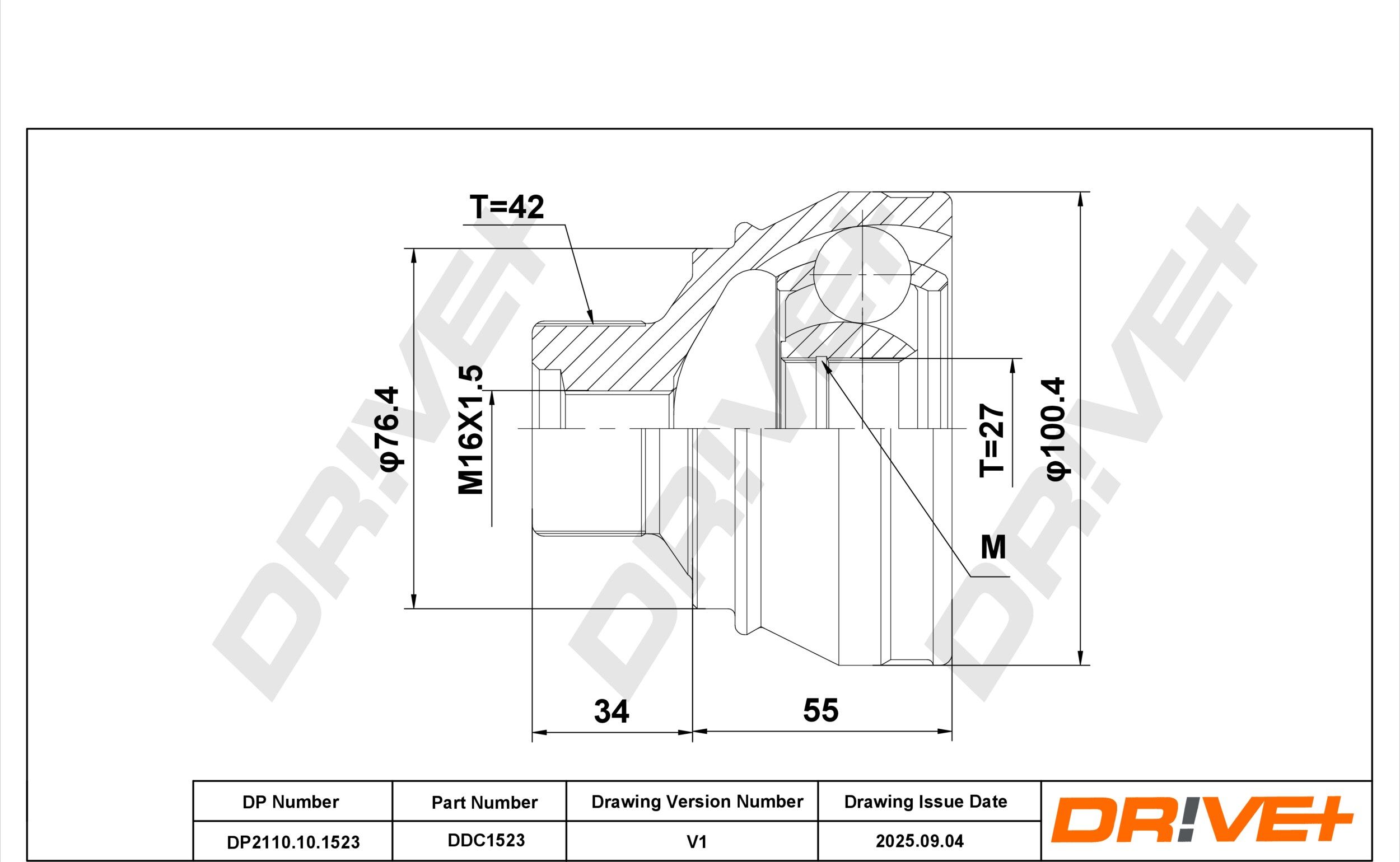 Dr!ve+ DP2110.10.1523 Gelenksatz, Antriebswelle
