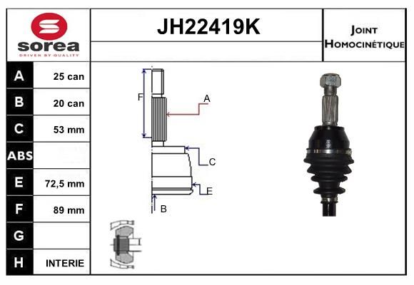 KIT CV JOINT AVEC KR009 - FORD FUSI