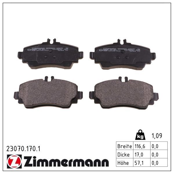 Zimmermann 23070.170.1 Bremsbelagsatz, Scheibenbremse