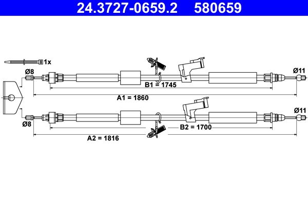 Cable Pull, parking brake 24.3727-0659.2