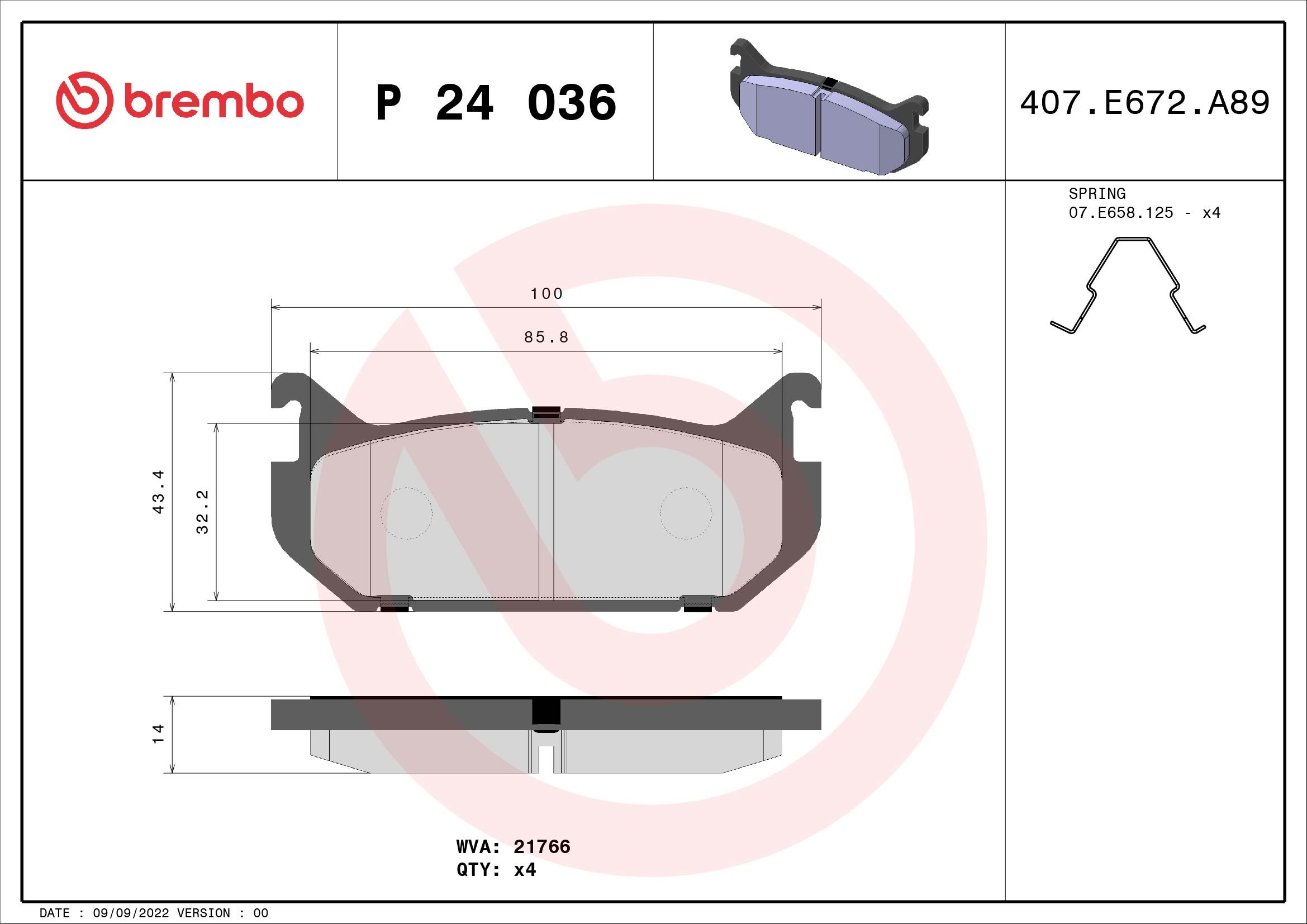 Brake Pad Set, disc brake P 24 036