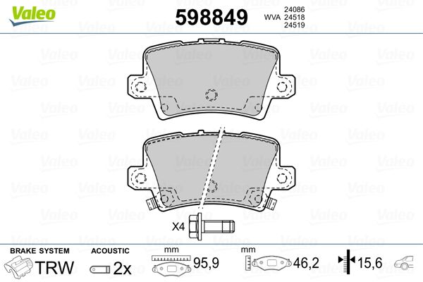 Brake Pad Set, disc brake 598849