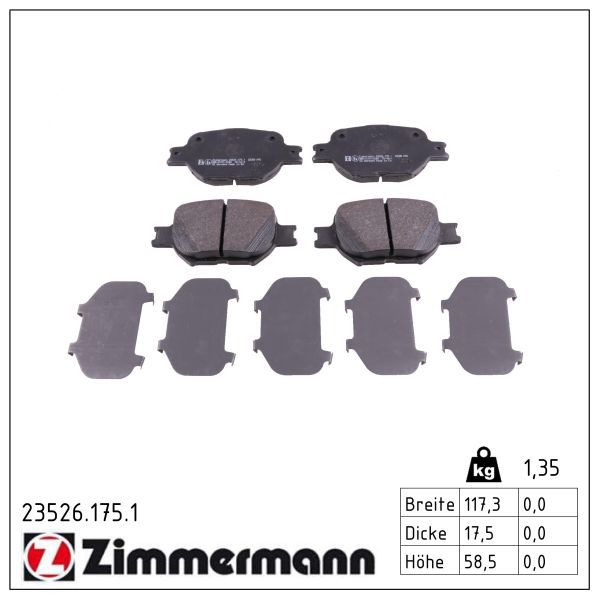 Zimmermann 23526.175.1 Bremsbelagsatz, Scheibenbremse