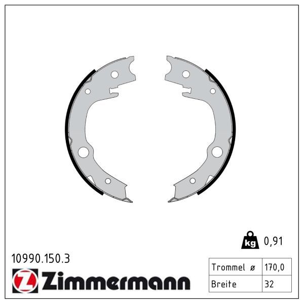 Zimmermann 10990.150.3 Bremsbackensatz, Feststellbremse