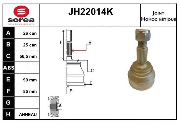 KIT CV JOINT AVEC KR053 - 100-100 A