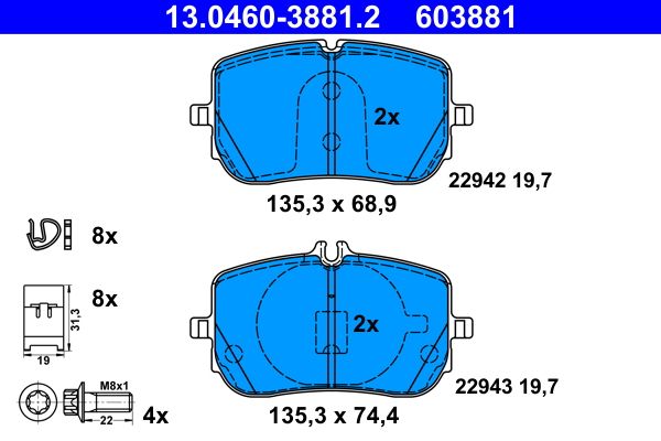 Brake Pad Set, disc brake 13.0460-3881.2