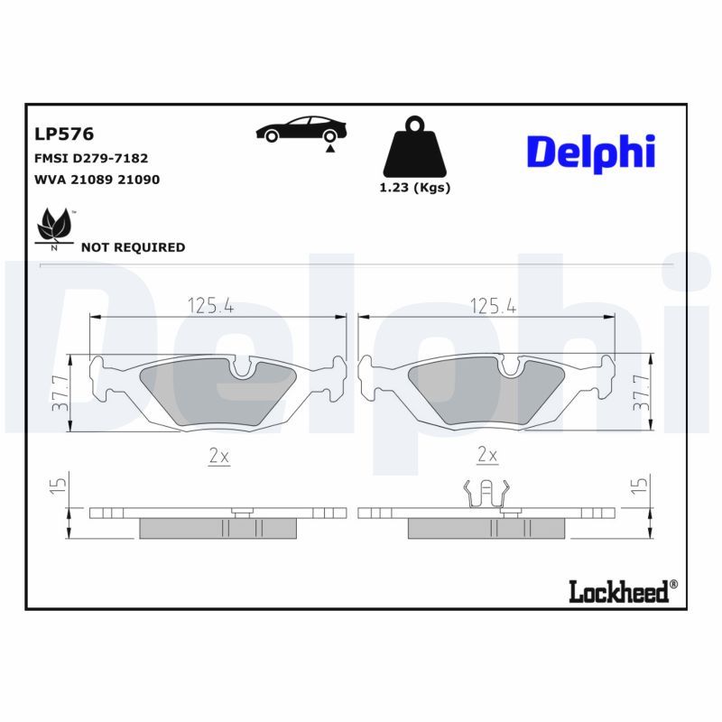 DELPHI LP576 - Bremsbelagsatz, Scheibenbremse