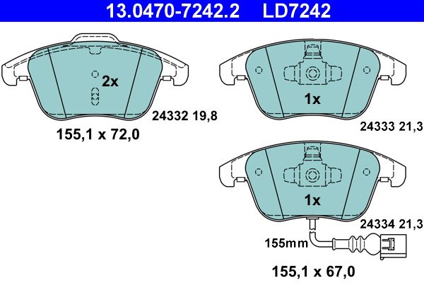 Brake Pad Set, disc brake 13.0470-7242.2