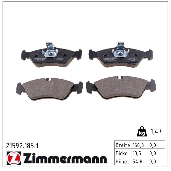ZIMMERMANN 21592.185.1 - Bremsbelagsatz, Scheibenbremse