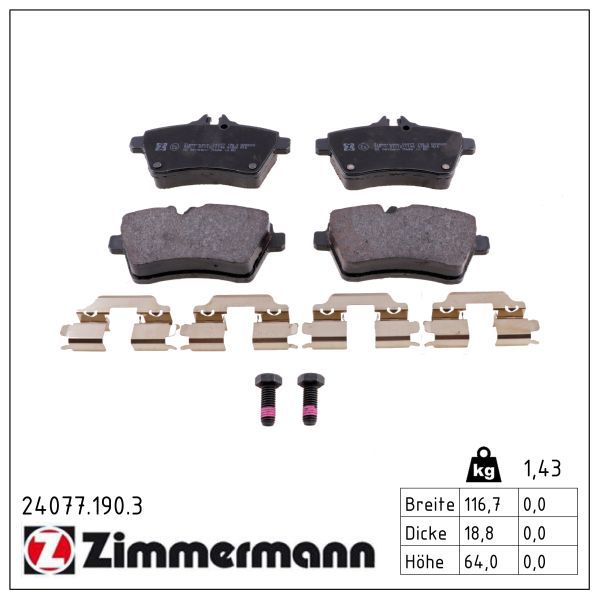 Zimmermann 24077.190.3 Bremsbelagsatz, Scheibenbremse
