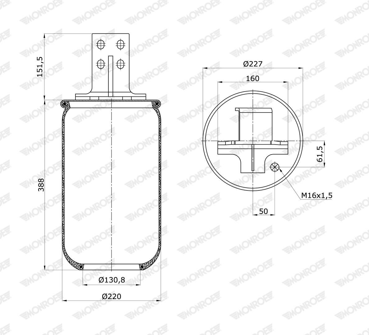 Cubrepolvo, suspensión neumática