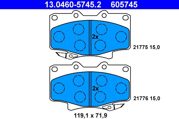 ATE 13.0460-5745.2 - Bremsbelagsatz, Scheibenbremse