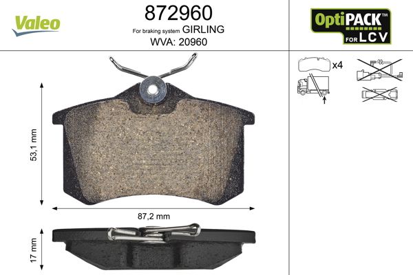 Brake Pad Set, disc brake 872960