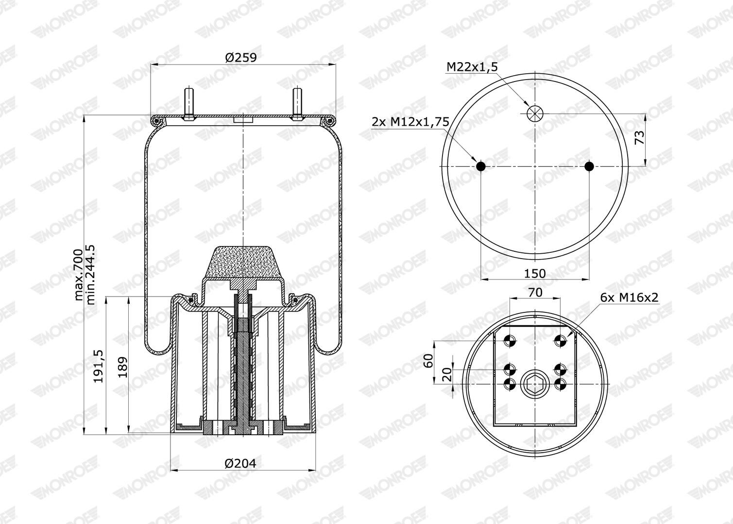 Cubrepolvo, suspensión neumática