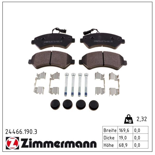 Zimmermann 24466.190.3 Bremsbelagsatz, Scheibenbremse