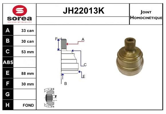 KIT CV JOINT AVEC KR053 - 80-80 AVA