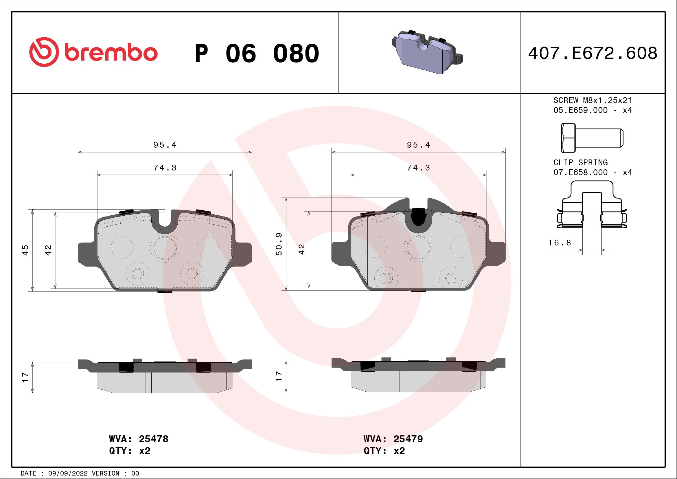 Brake Pad Set, disc brake P 06 080