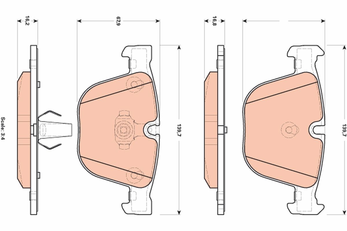 Комплект тормозных колодок, дисковый тормоз GDB1892