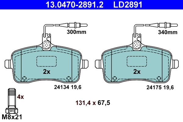 Brake Pad Set, disc brake 13.0470-2891.2