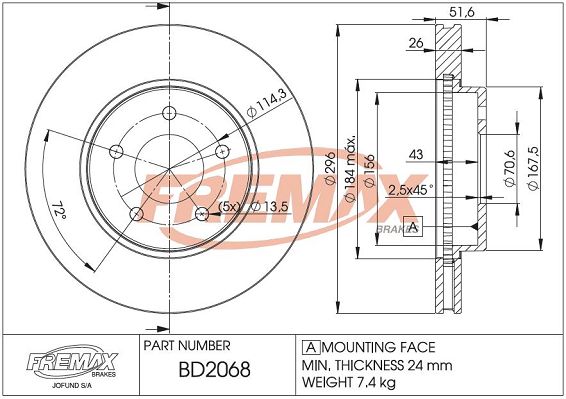 BD-2068 FREMAX féktárcsa