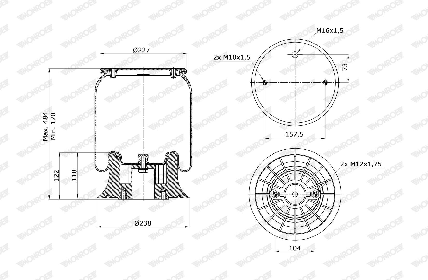 Cubrepolvo, suspensión neumática