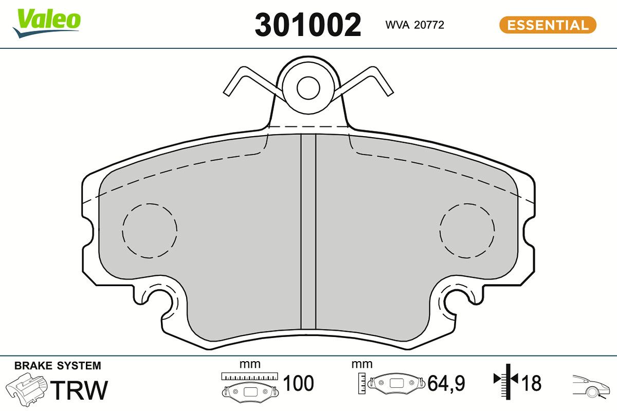 VALEO 301002 - Bremsbelagsatz, Scheibenbremse