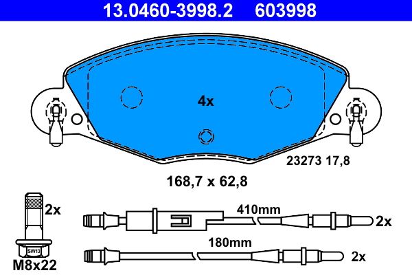 Brake Pad Set, disc brake 13.0460-3998.2