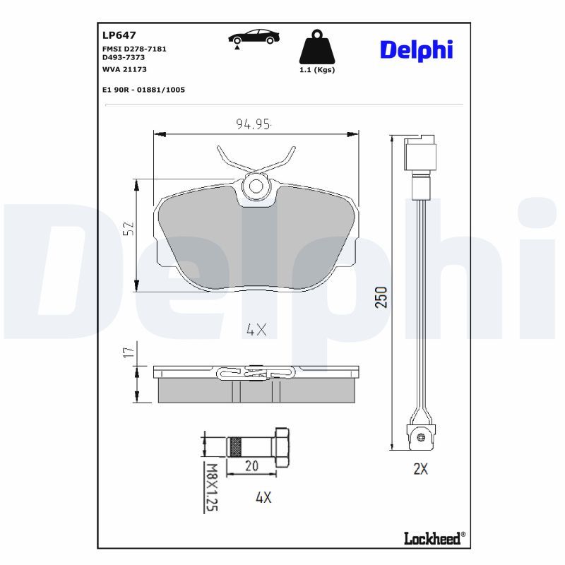 DELPHI LP647 - Bremsbelagsatz, Scheibenbremse