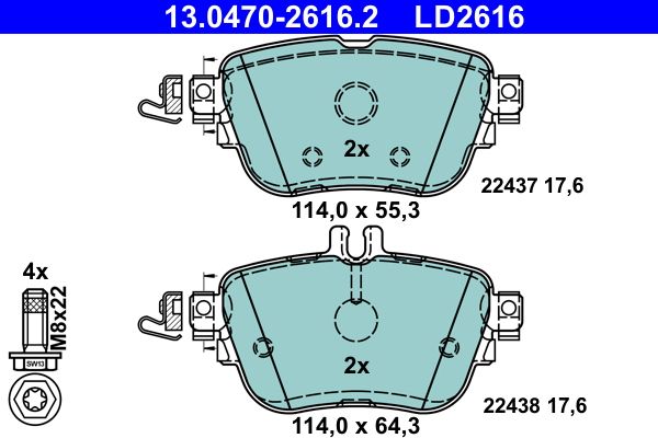 Комплект тормозных колодок, дисковый тормоз 13.0470-2616.2