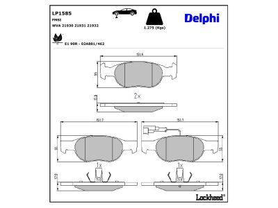 DELPHI LP1585 - Bremsbelagsatz, Scheibenbremse