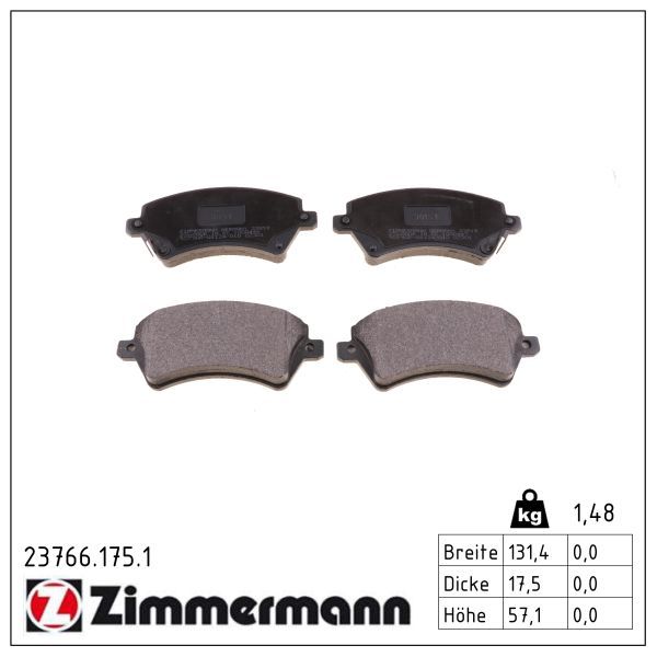 Zimmermann 23766.175.1 Bremsbelagsatz, Scheibenbremse