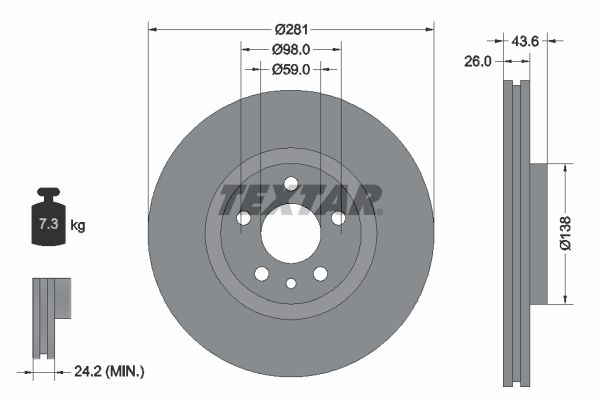 TEXTAR 92074003 - Bremsscheibe PRO
