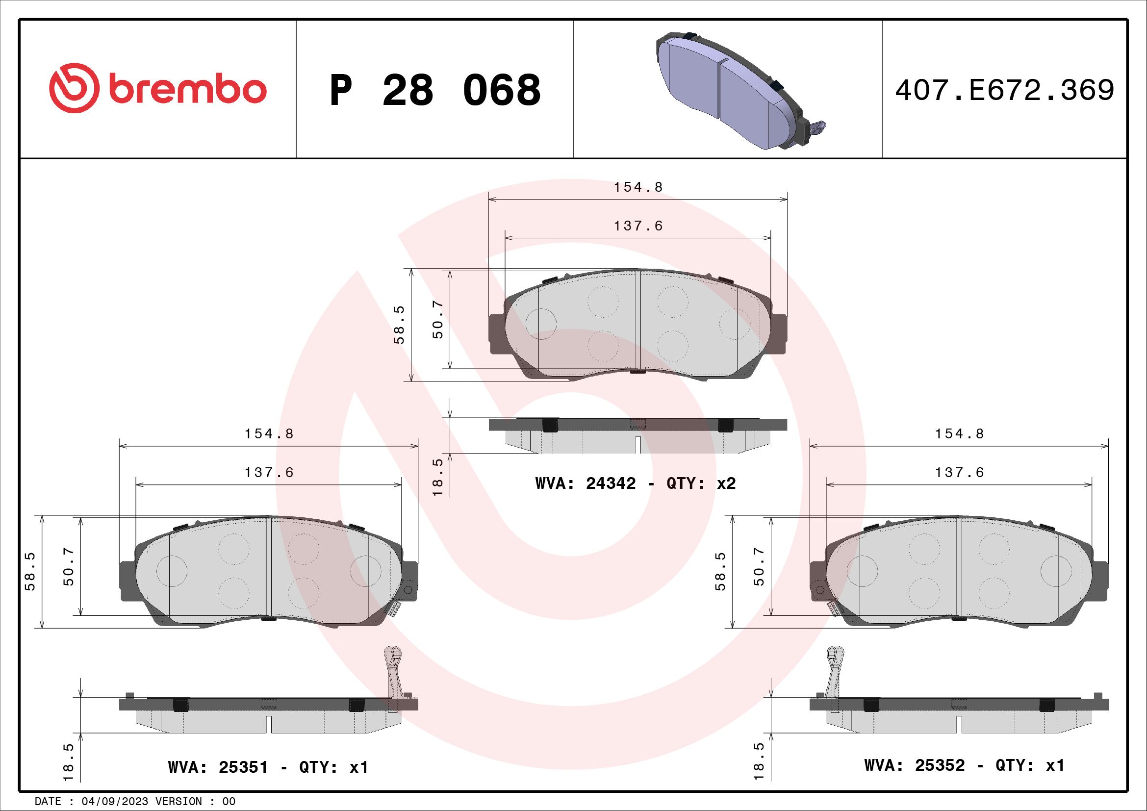 Brake Pad Set, disc brake P 28 068