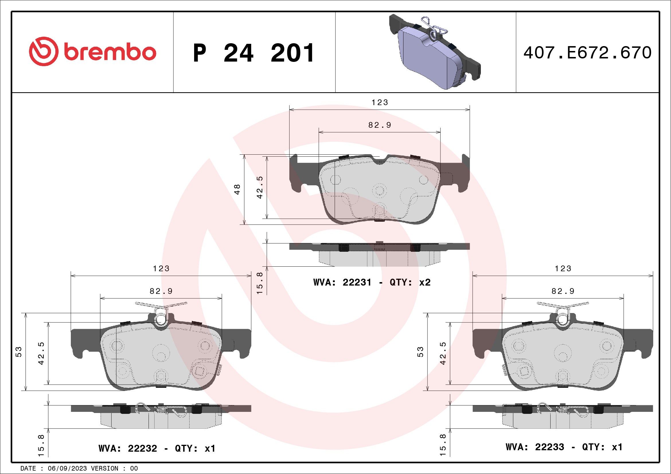 Brake Pad Set, disc brake P 24 201