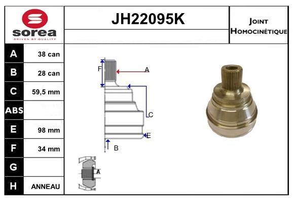 KIT CV JOINT AVEC KR053 - 100-100 A