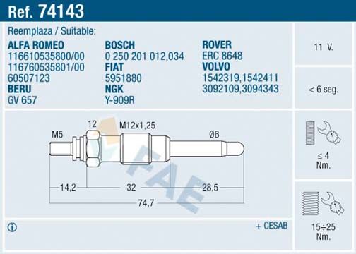 Glow Plug 74143