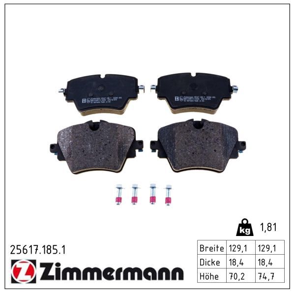 Zimmermann 25617.185.1 Bremsbelagsatz, Scheibenbremse