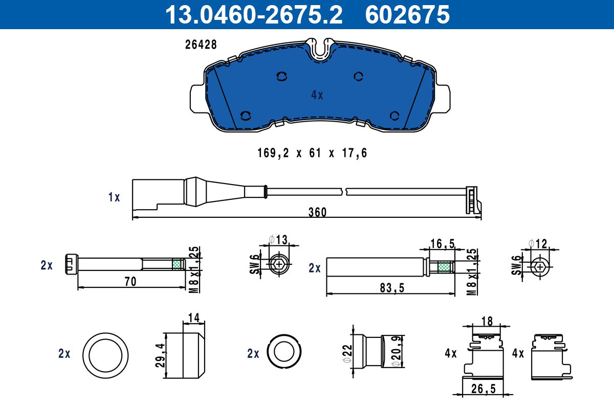 Bremsbelagsatz, Scheibenbremse