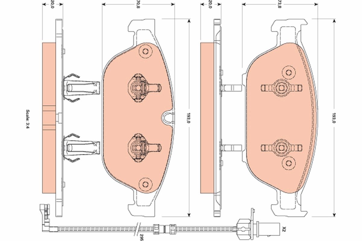 Комплект тормозных колодок, дисковый тормоз GDB1883